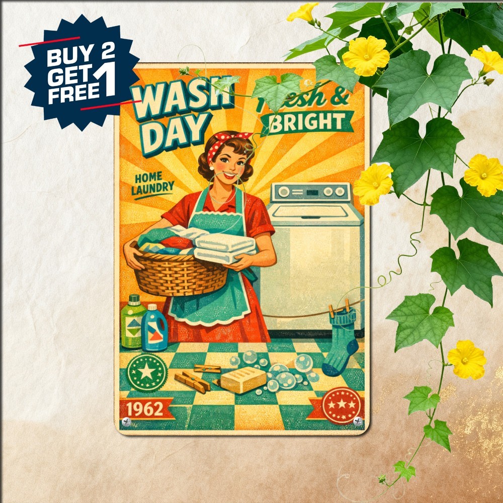 Retro Style Laundry Room Lady Tin Sign 8x12 Vintage Domestic Wall Metal Plaque Retro Style Laundry Room Lady Tin Sign 8x12 Vintage Domestic Wall Metal Plaque