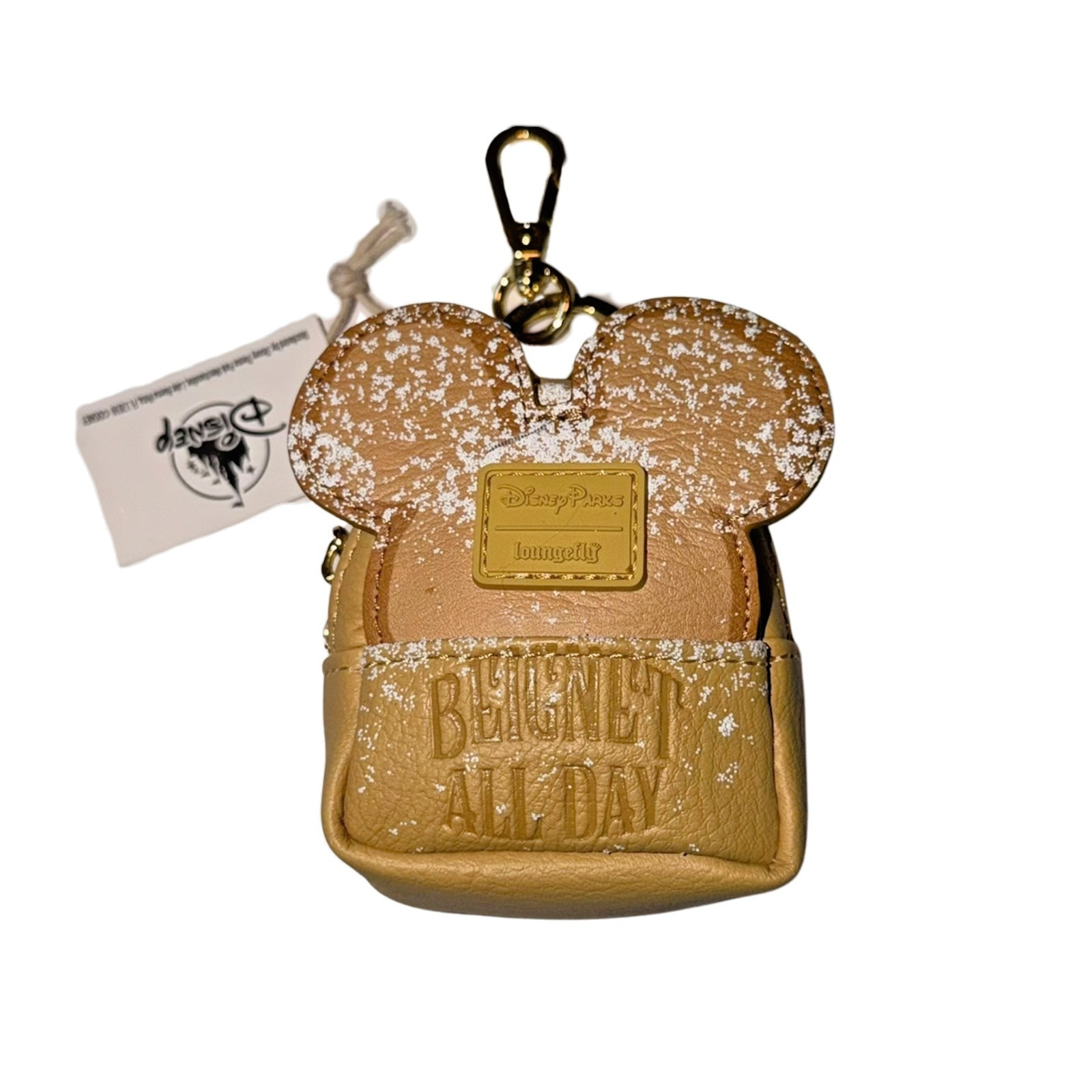 Disney Park Loungefly Mickey Ears Beignet All Day Mini Backpack Keychain Charm