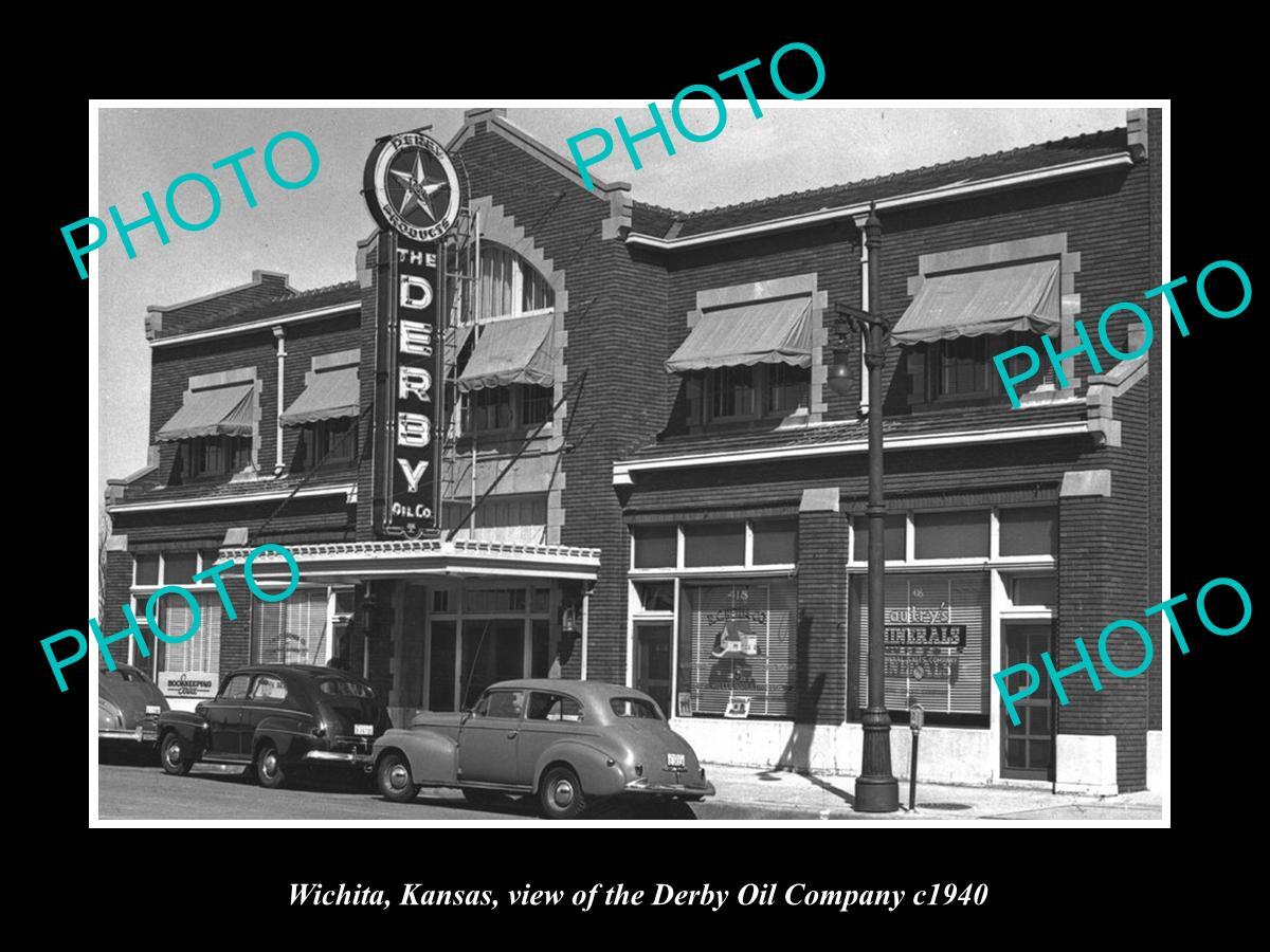 OLD 8x6 HISTORIC PHOTO OF WICHITA KANSAS THE DERBY OIL Co BUILDING c1940 OLD 8x6 HISTORIC PHOTO OF WICHITA KANSAS THE DERBY OIL Co BUILDING c1940