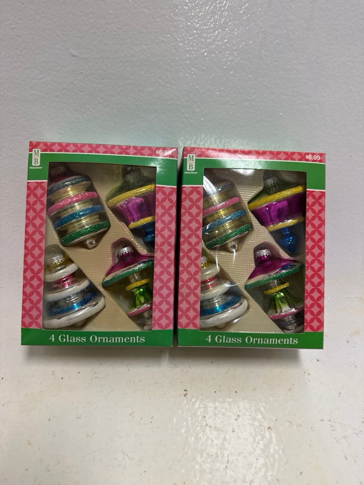 Set of 2 Boxes VTG Christmas Ornaments Shiny Brite Like Mercury Glass Set of 2 Boxes VTG Christmas Ornaments Shiny Brite Like Mercury Glass