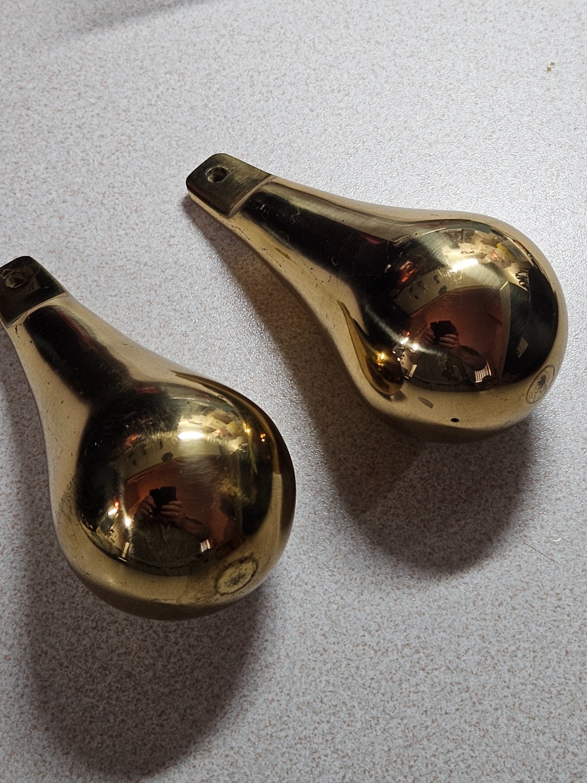 Vintage Dutch Brass Clock Weights Pear Shaped X 2 Vintage Dutch Brass Clock Weights Pear Shaped X 2