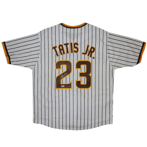 Fernando Tatis Jr. Autographed San Diego (White Pinstripe #23) Custom Jersey - B Fernando Tatis Jr. Autographed San Diego (White Pinstripe #23) Custom Jersey - B