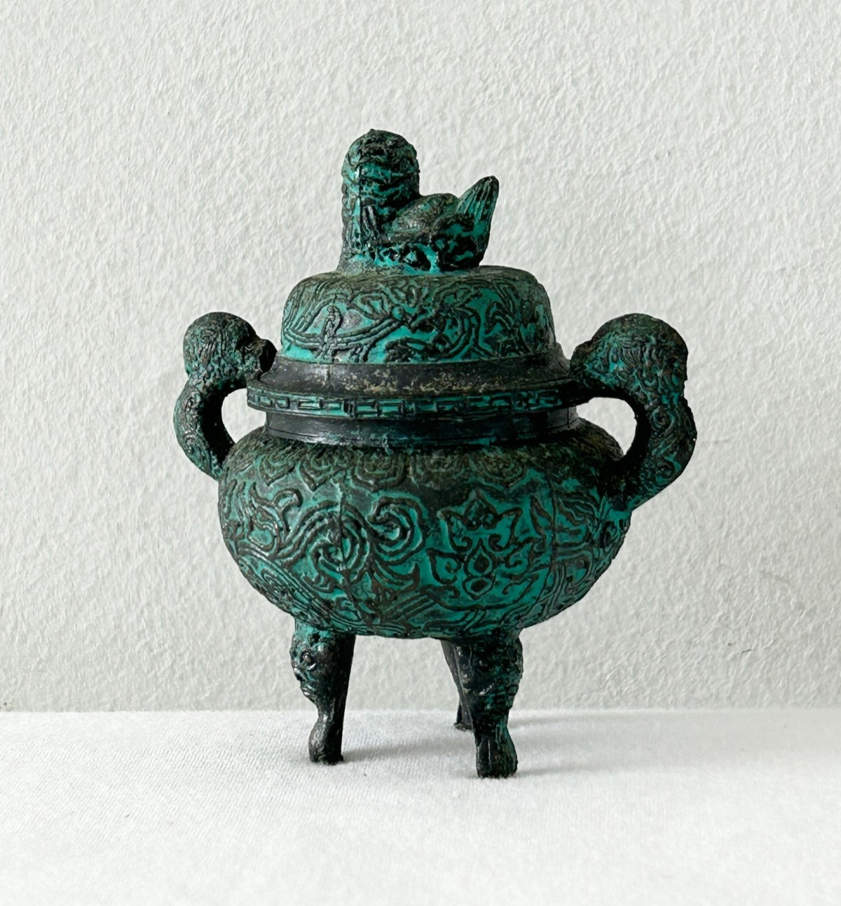 Vintage Miniature Empress Line Foo Dog Urn 3” Metal Cast Iron Jar Asian Decor Vintage Miniature Empress Line Foo Dog Urn 3” Metal Cast Iron Jar Asian Decor