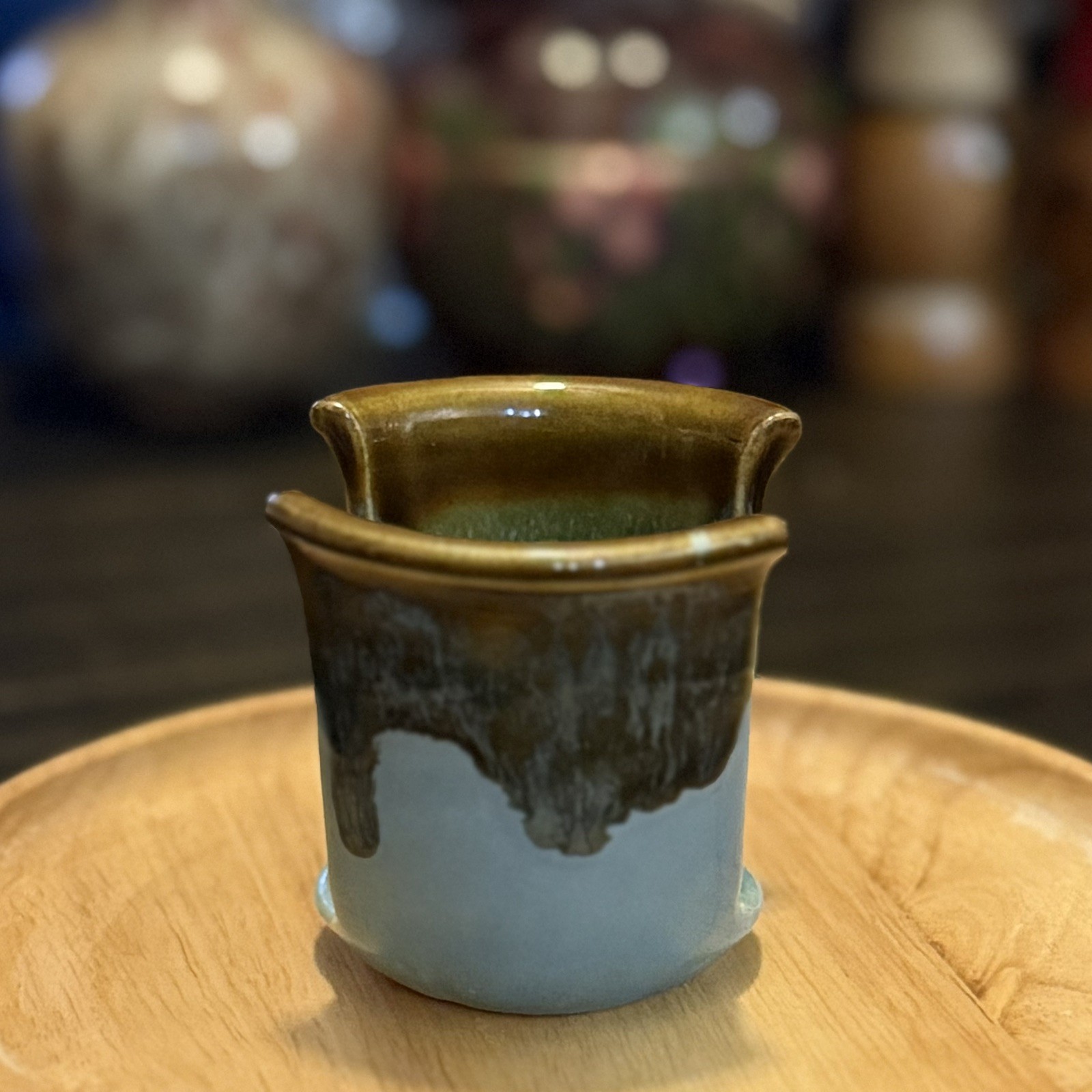 Handmade Ceramic Sponge or Napkin Caddy, Votive Candle Holder Blue w/Brown Glaze Handmade Ceramic Sponge or Napkin Caddy, Votive Candle Holder Blue w/Brown Glaze