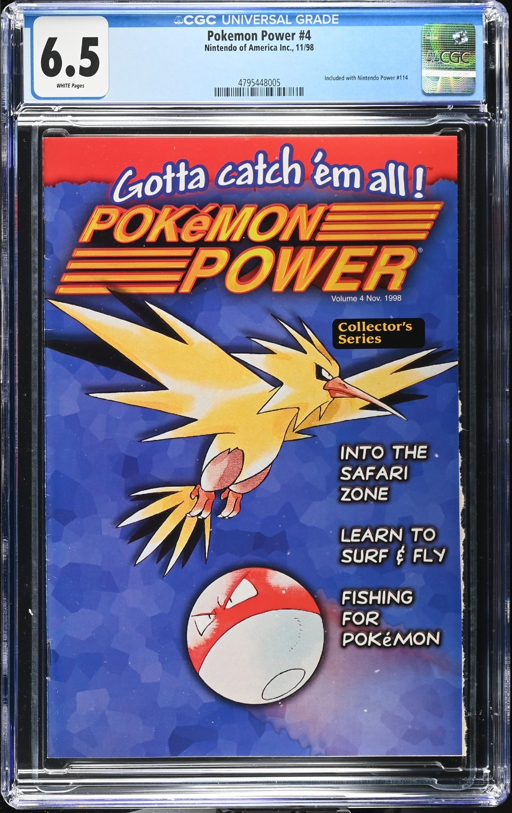 Nintendo Pokemon Power #4 - CGC 6.5 - WP  - Zapdos -  1998