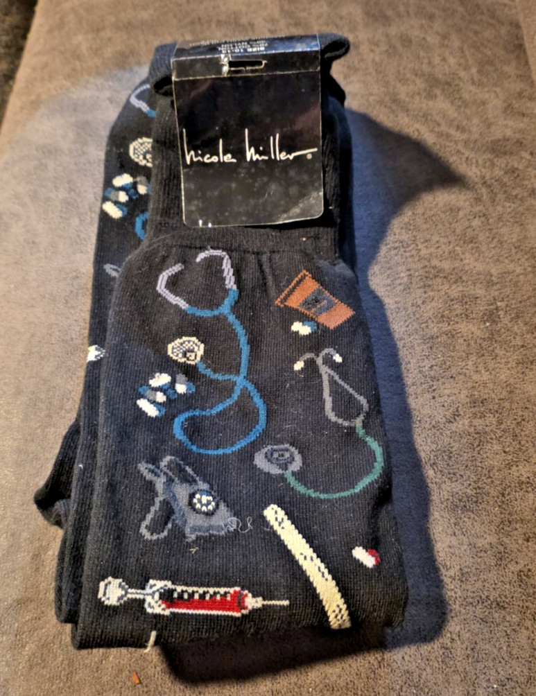 Vintage Metadate Nicole Miller Medical Socks Pharmaceutical Promo Size 10-13 Vintage Metadate Nicole Miller Medical Socks Pharmaceutical Promo Size 10-13