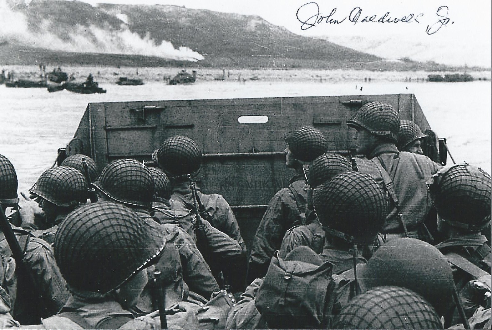 John Caldwell signed 4x6 photo WW II D-Day European Theater RARE COA LOOK