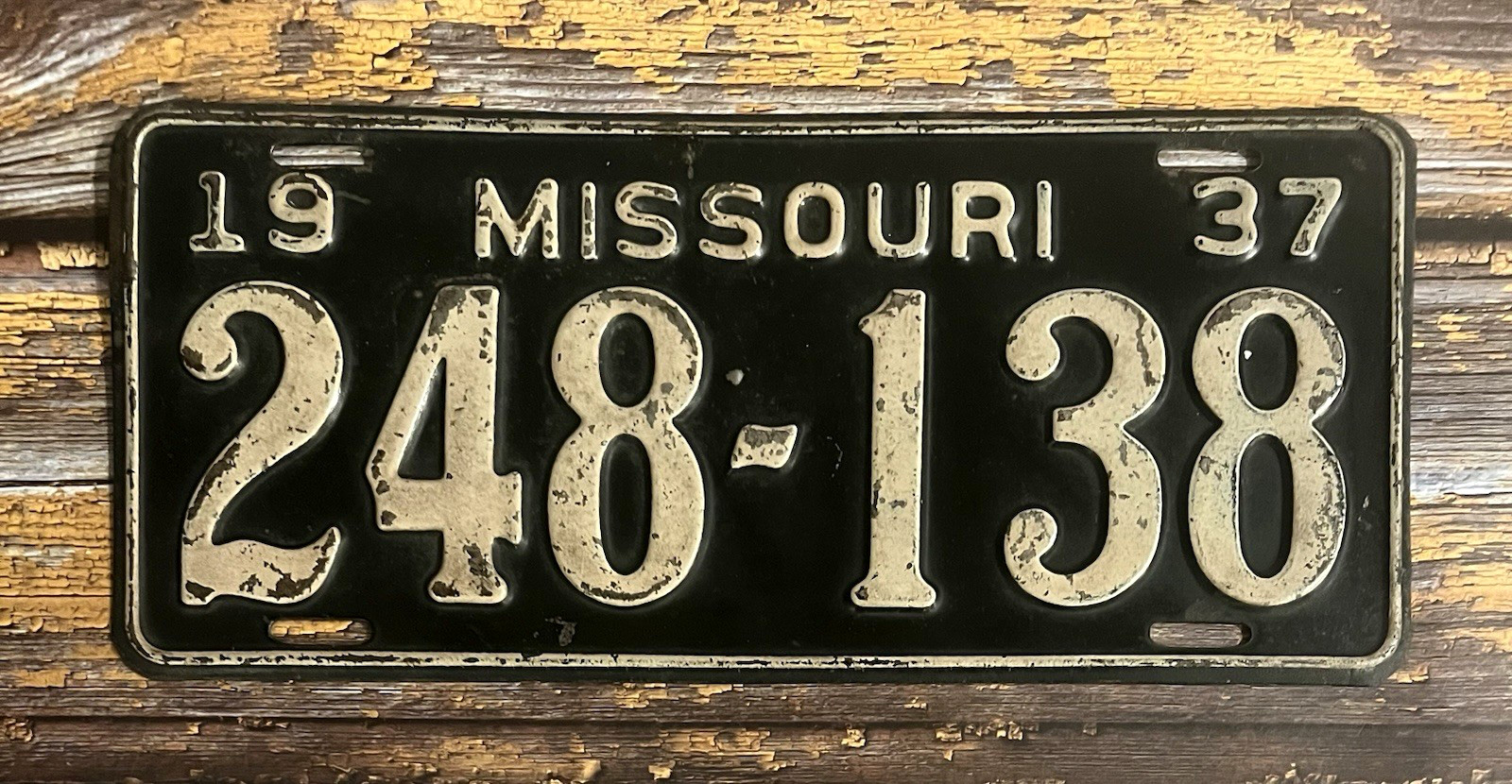1937 Missouri License Plate 248-138 1937 Missouri License Plate 248-138