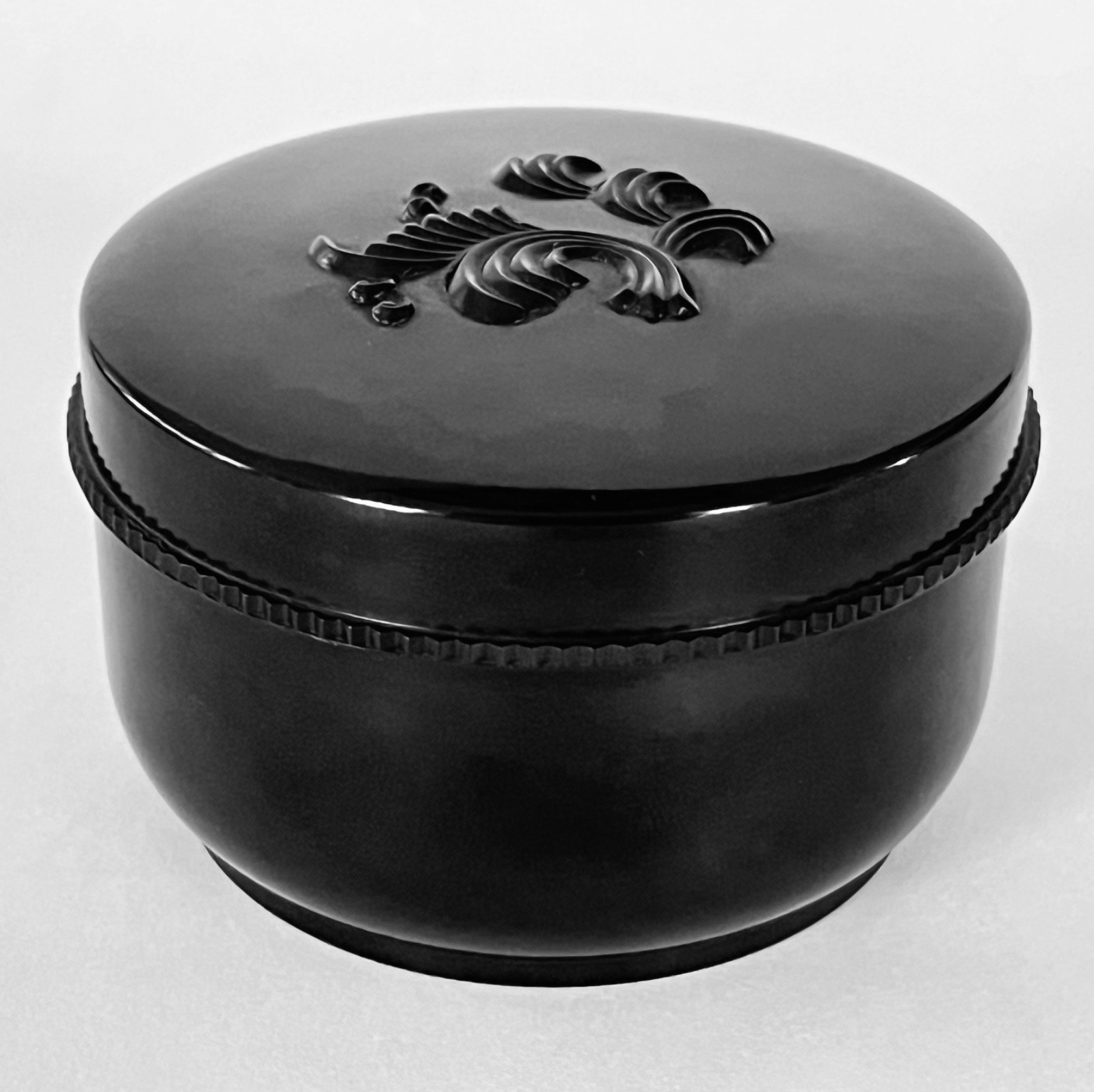 Vintage 1930s Black Bakelite Screw Lid Vanity Box, Factory Sample, 3" x 1.75"