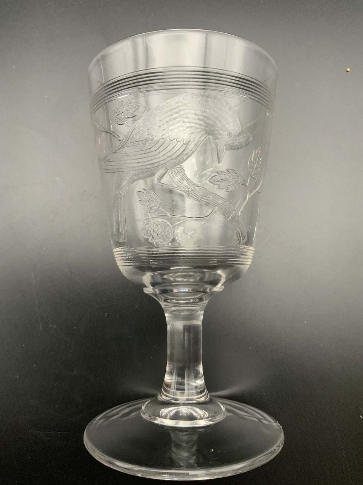 Antique EAPG “Cardinal Bird” or “Blue Bird” Goblet Clear Glass c. 1870s Antique EAPG “Cardinal Bird” or “Blue Bird” Goblet Clear Glass c. 1870s