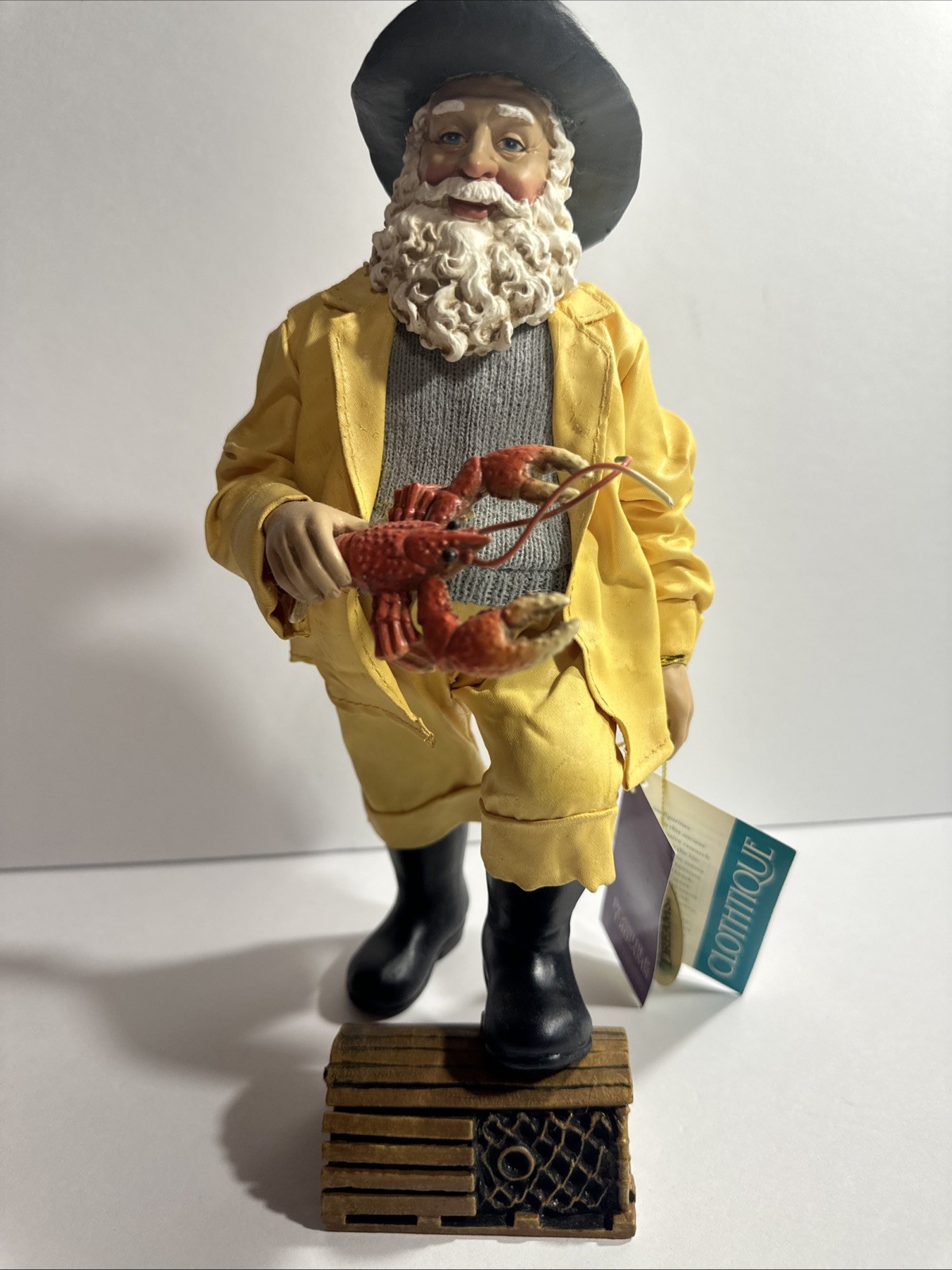 VTG Santa Clothtique Lobster Man Yellow Rain Coat Figurine 2000 Possible Dreams