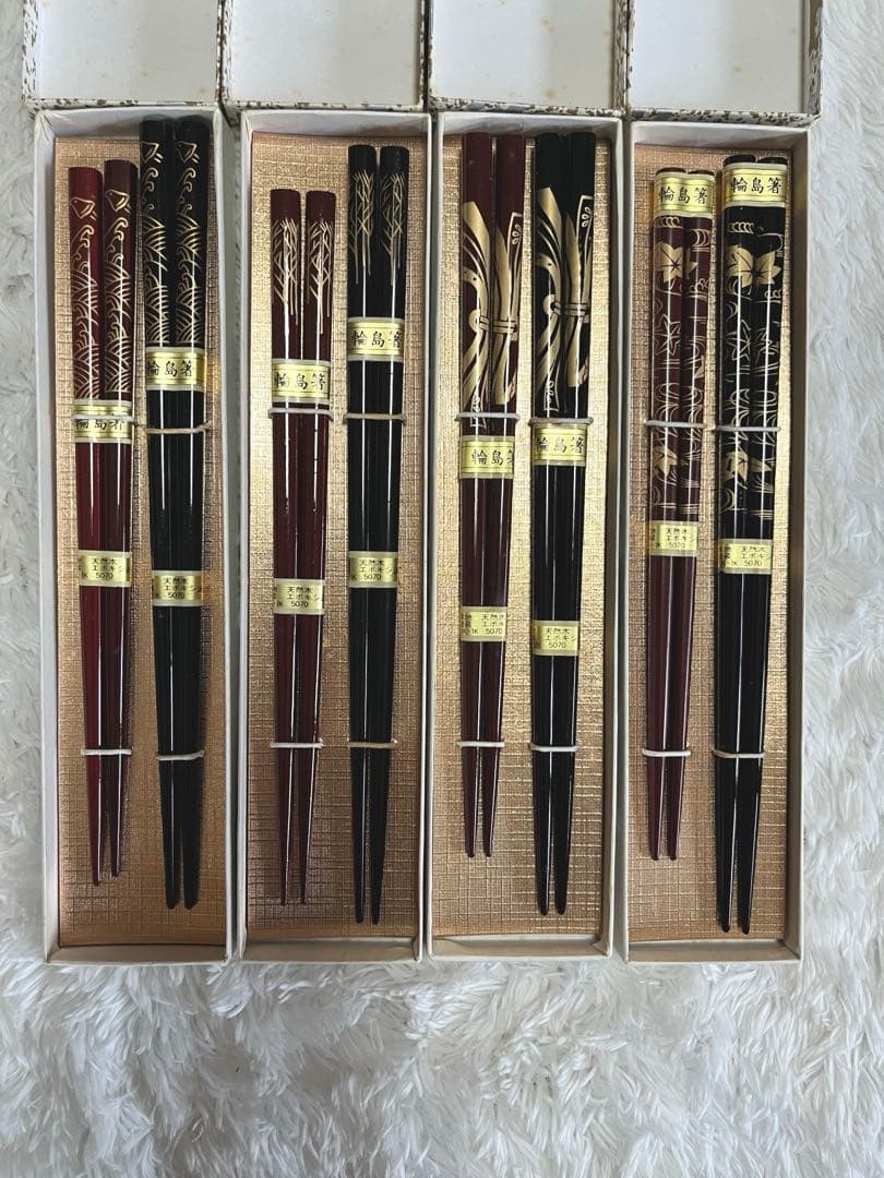Wajima Lacquer Chopsticks 8 Pairs Gold Makie Natural Wood Set Handcrafted Wajima Lacquer Chopsticks 8 Pairs Gold Makie Natural Wood Set Handcrafted