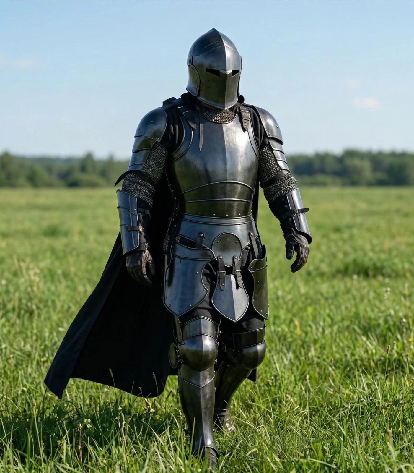 Barbuta Armor Set Black Medieval Knight Steel LARP Armor Renaissance Cosplay Barbuta Armor Set Black Medieval Knight Steel LARP Armor Renaissance Cosplay