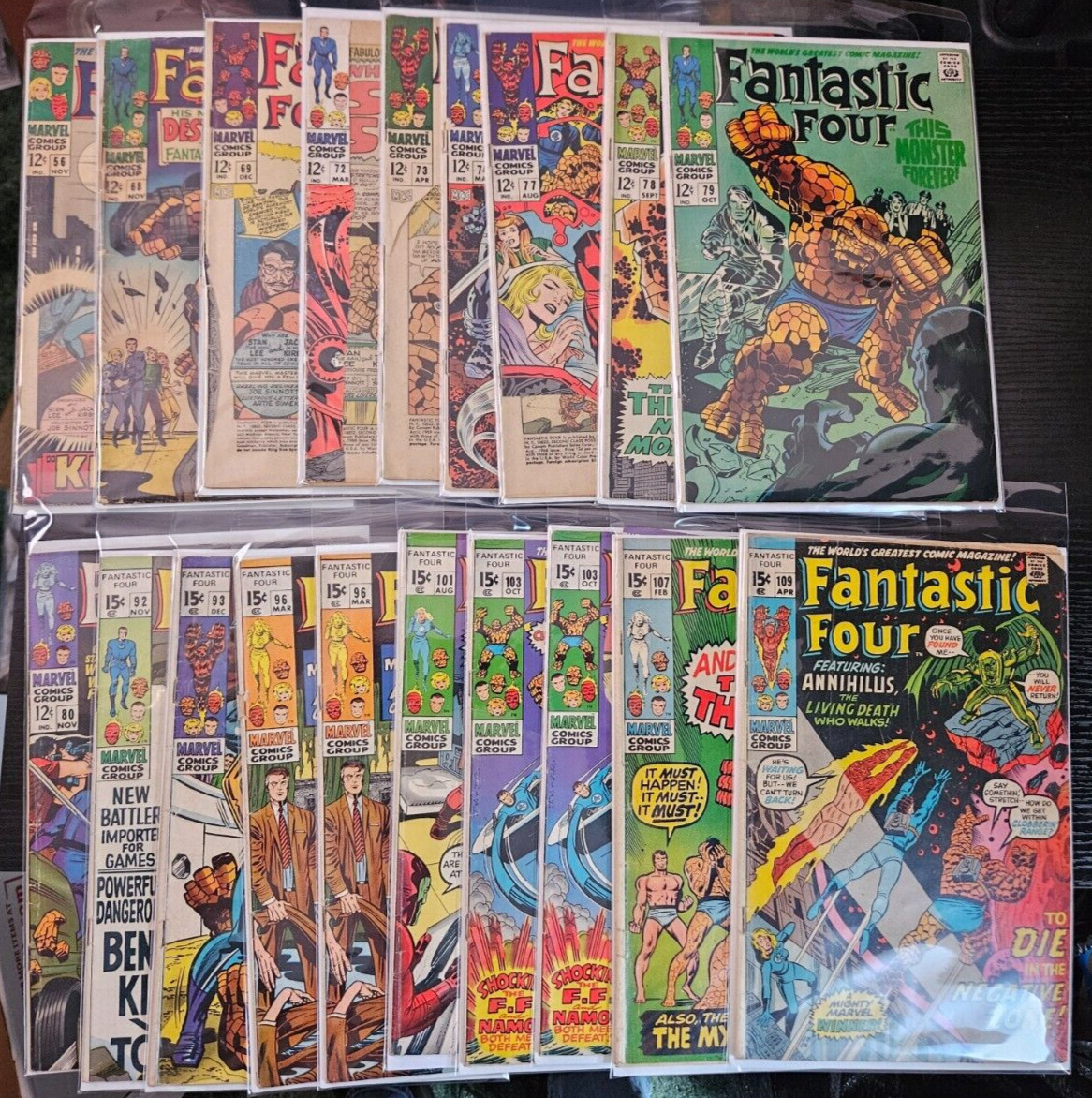 19 Lot Silver Age Fantastic Four Comic Low Grade Key Issues #56-109
