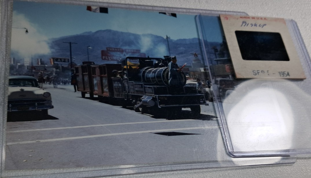 Original 1954 Bishop CA Parade Train & Flying A 35mm Kodachrome Slide & Photo Original 1954 Bishop CA Parade Train & Flying A 35mm Kodachrome Slide & Photo