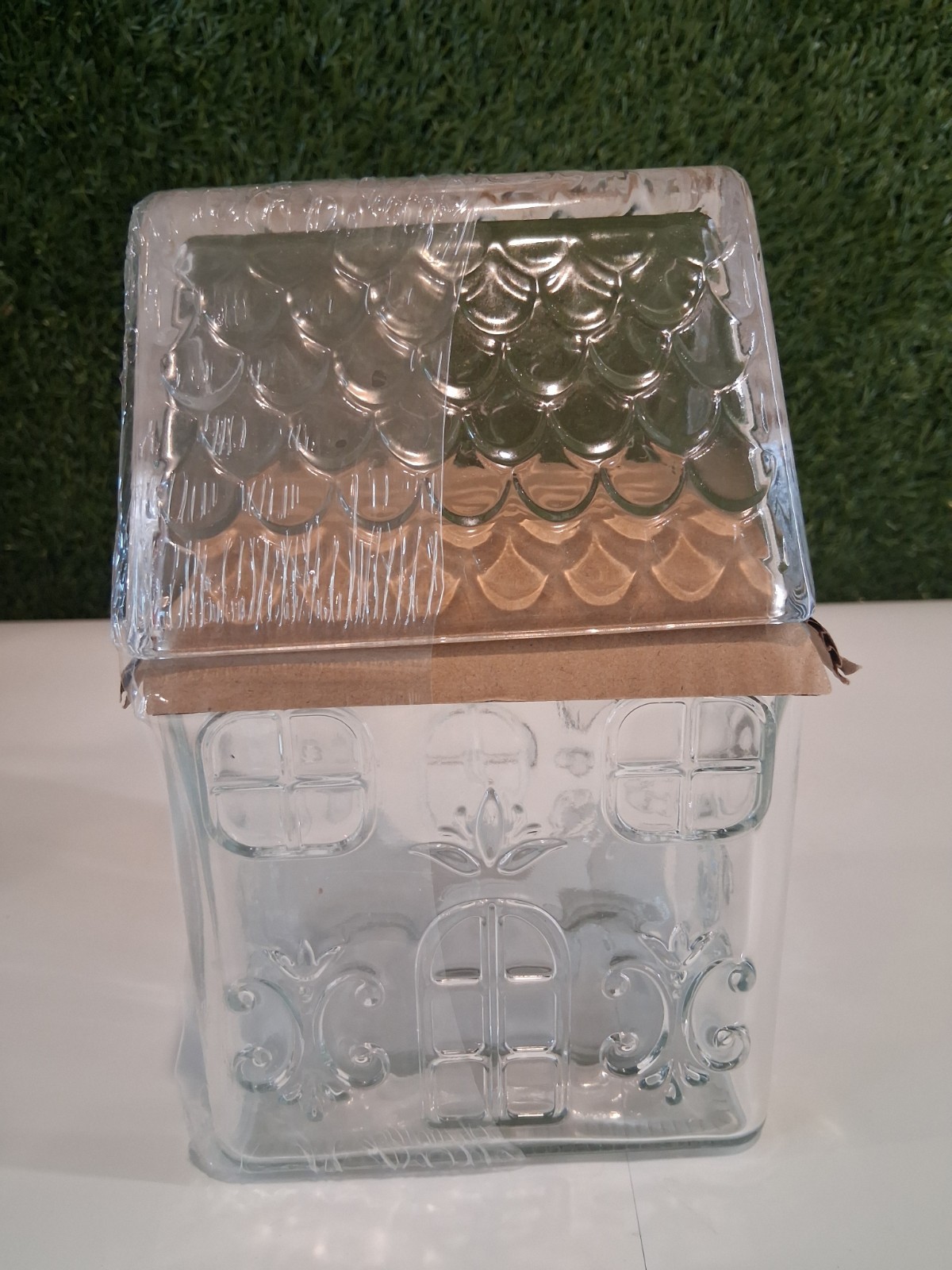 Festive Voice Clear Glass House Jar Canister Cookie Candy Container Lid Lot New Festive Voice Clear Glass House Jar Canister Cookie Candy Container Lid Lot New