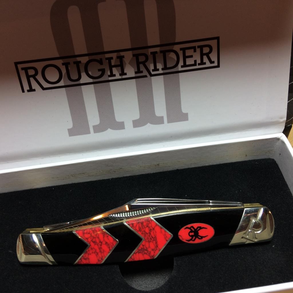 Rough Rider Black Widow Stockman 4 1/4" Pocket Knife RR1671 Rough Rider Black Widow Stockman 4 1/4" Pocket Knife RR1671