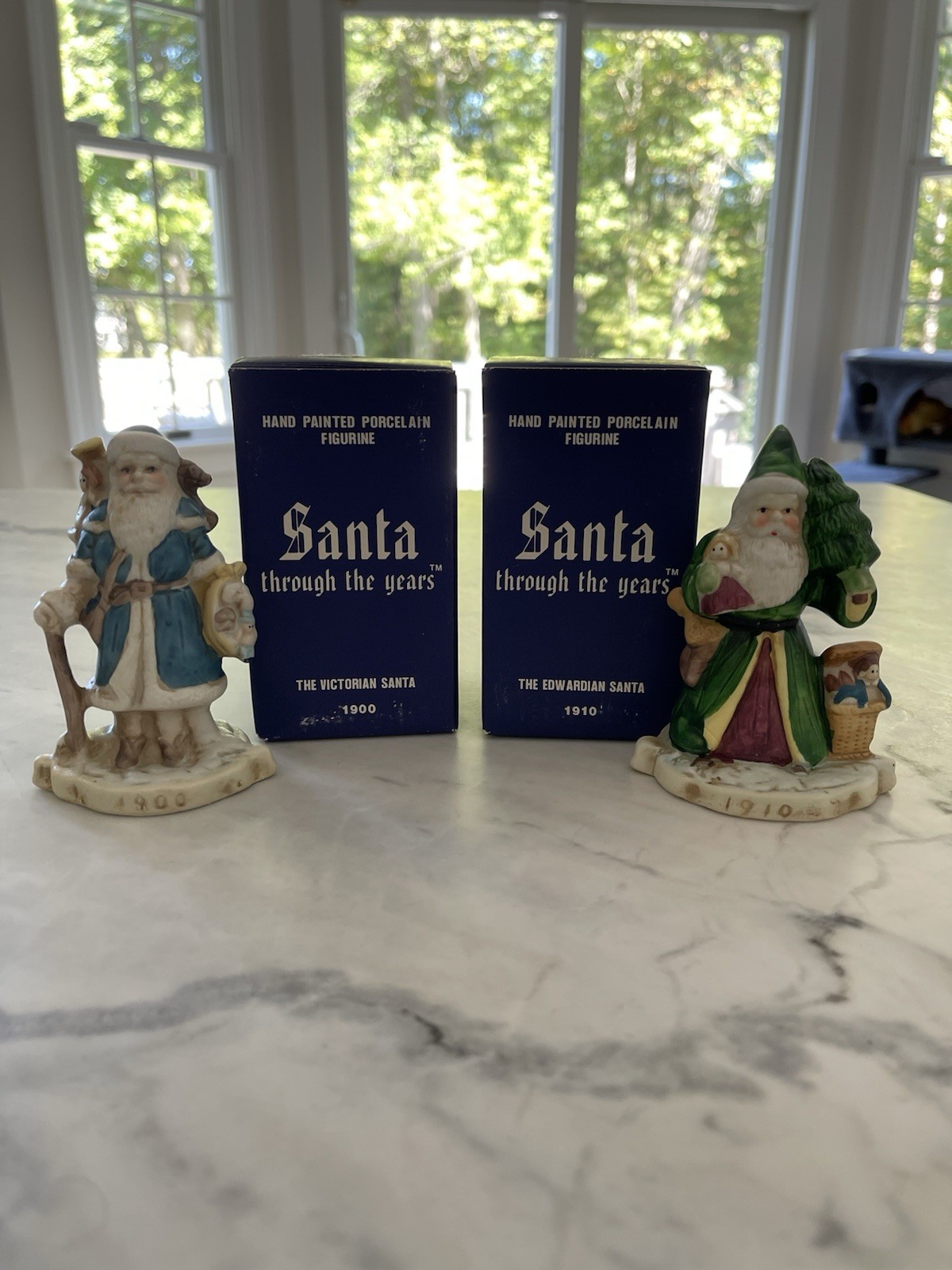Vintage Set Santa Through The Years Hand Painted Porcelain Figurines 90’s Taiwan