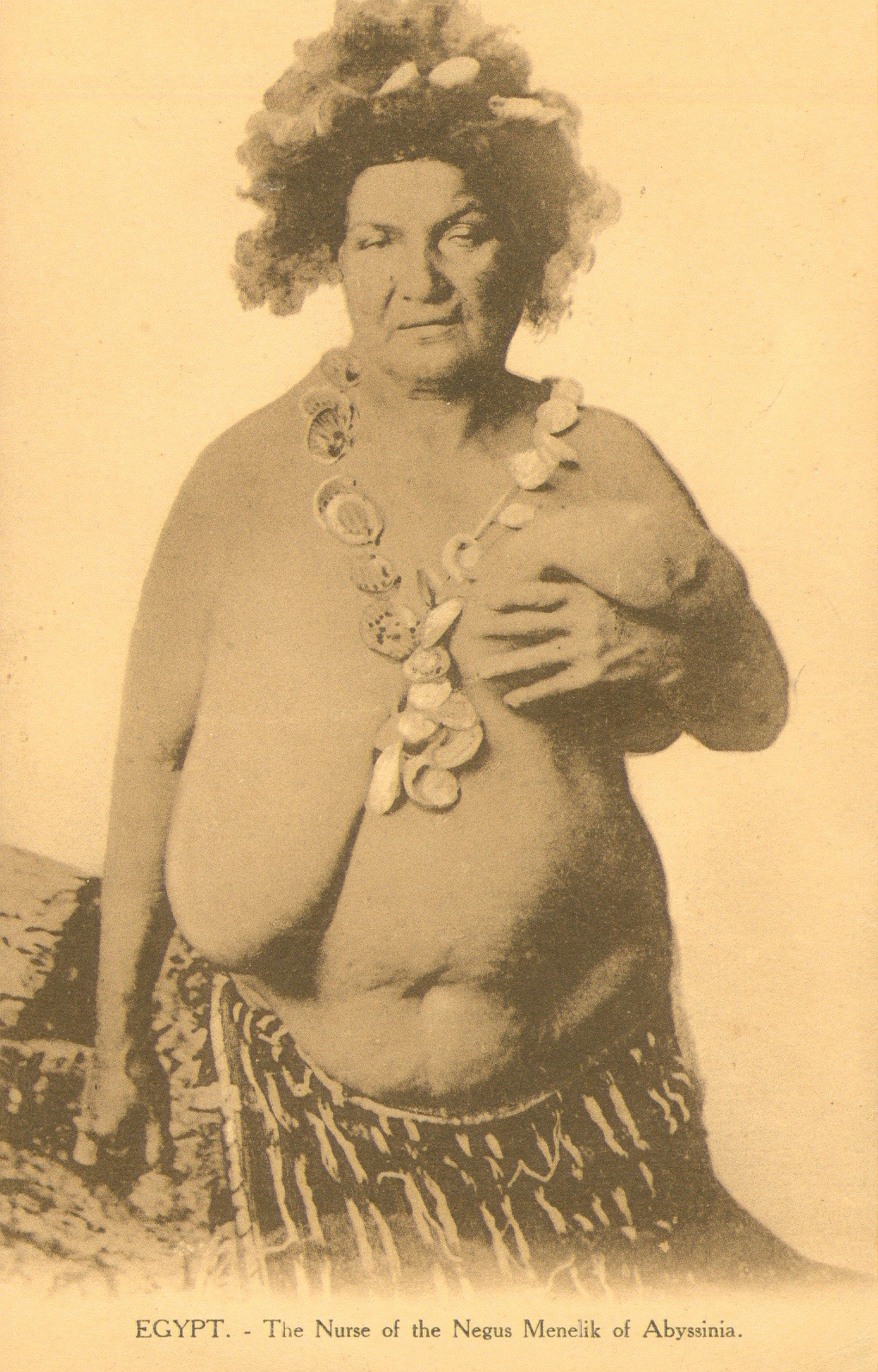 Woman Egypt - The Nurse of the Negus Menelik of Abyssinia Postcard Antique 1916N Woman Egypt - The Nurse of the Negus Menelik of Abyssinia Postcard Antique 1916N