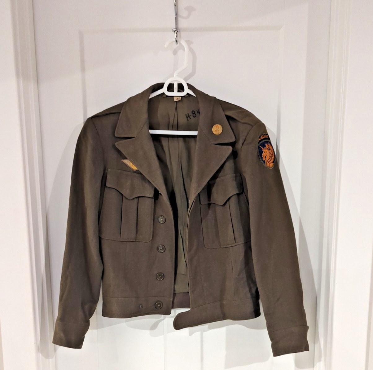 VTG WWII US Army 13th Airborne Ike Jacket Wool Field Uniform Patch 34R H-8450
