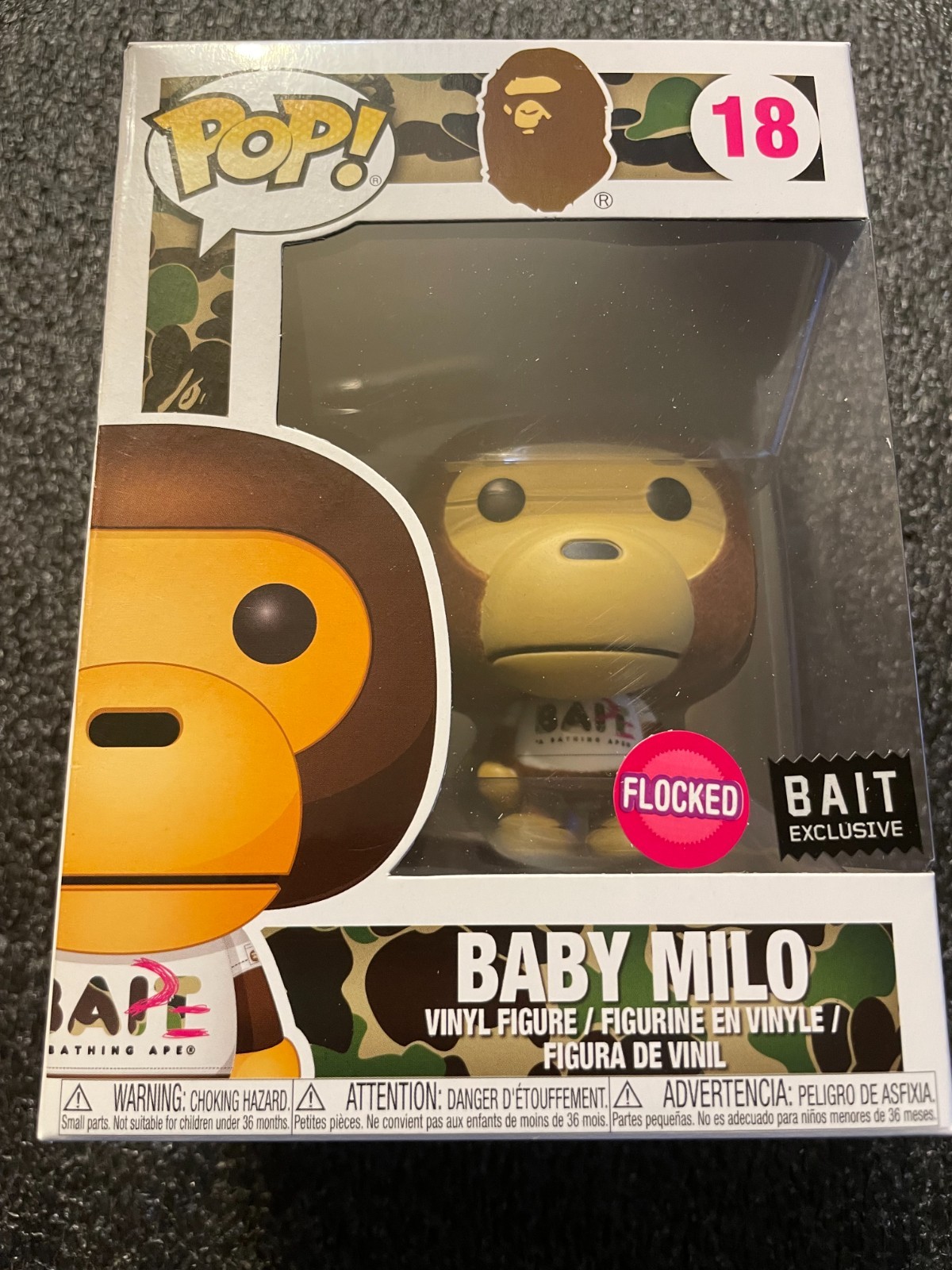 Funko Pop Baby Milo Flocked A Bathing Ape Exclusive Flocked Variant 18 Funko Pop Baby Milo Flocked A Bathing Ape Exclusive Flocked Variant 18
