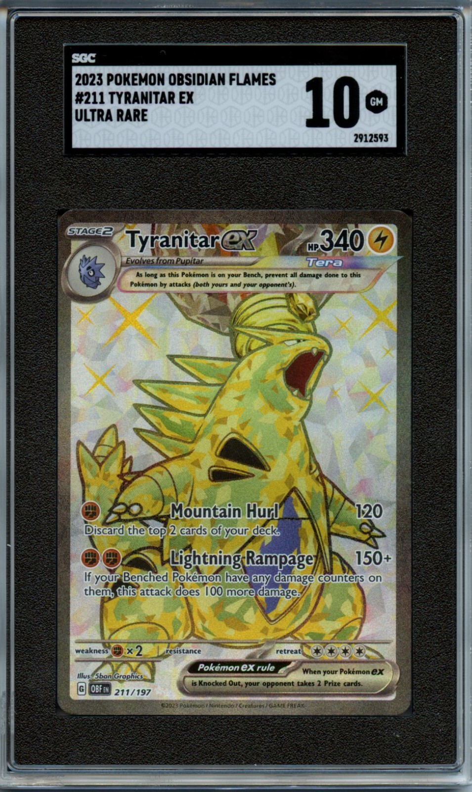 2023 Pokemon Tyranitar EX Ultra Rare SGC 10 2023 Pokemon Tyranitar EX Ultra Rare SGC 10
