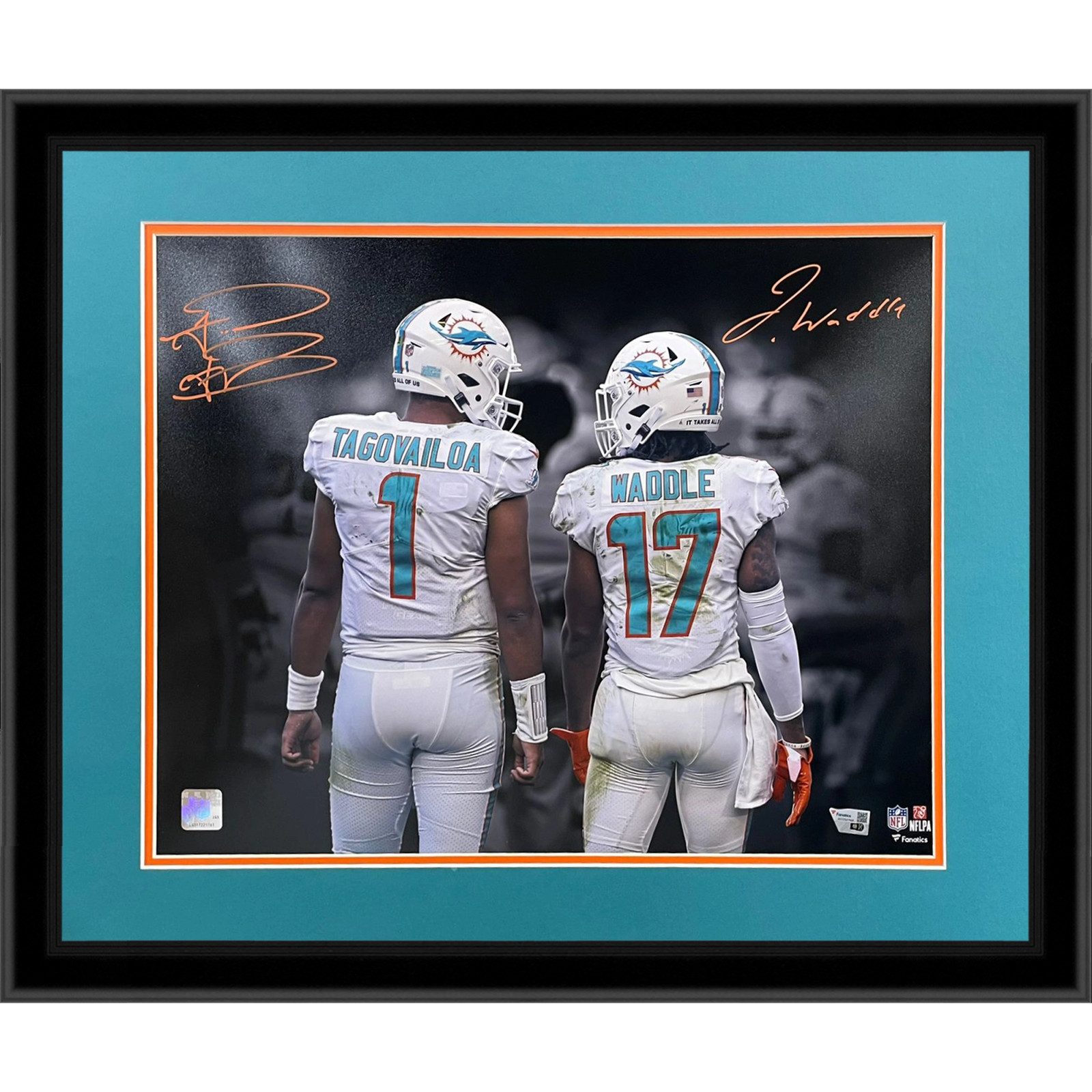 Tua Tagovailoa And Jaylen Waddle Autographed Miami Dolphins (Spotlight) Deluxe F