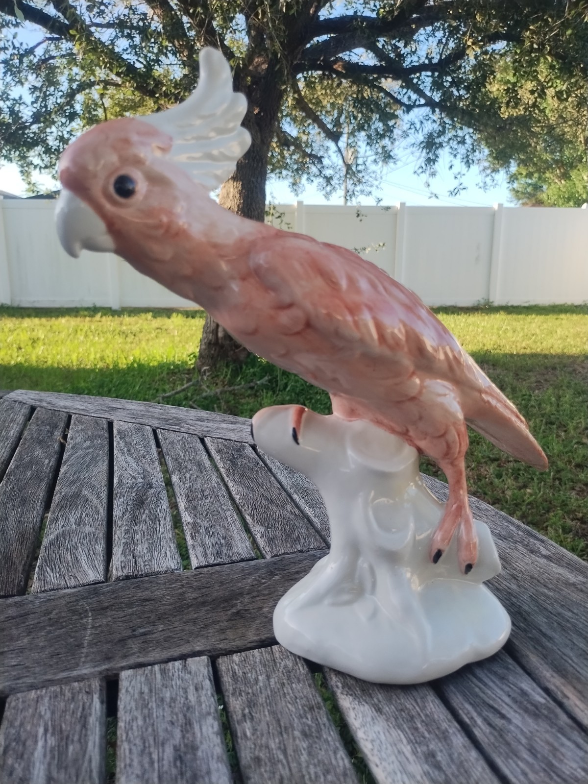 Vintage Large 12"Pink Cockatoo Cockatiel California Pottery Figurine Bird Statue Vintage Large 12"Pink Cockatoo Cockatiel California Pottery Figurine Bird Statue