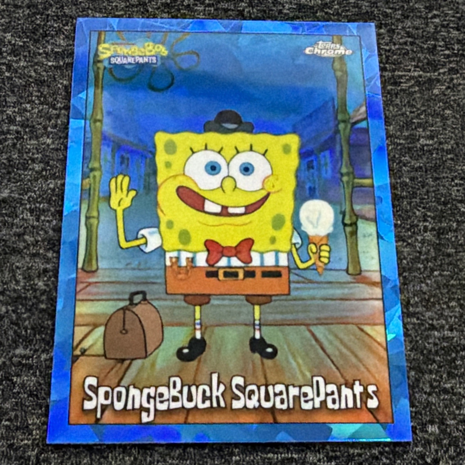 SpongeBuck Squarepants 2025 Topps Chrome #54 Sapphire 25th Anniversary Card MINT SpongeBuck Squarepants 2025 Topps Chrome #54 Sapphire 25th Anniversary Card MINT