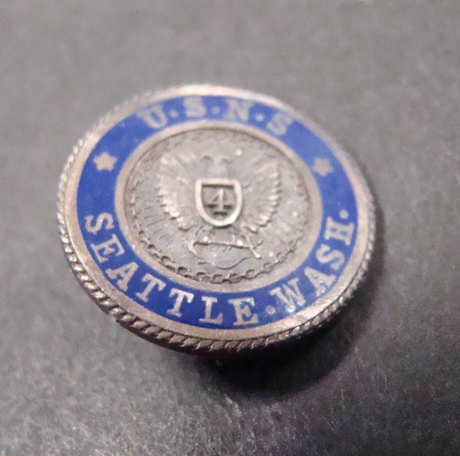 USNS Seattle Pin WWII US Naval Station Sterling 4 Years of Service Lapel Pin USNS Seattle Pin WWII US Naval Station Sterling 4 Years of Service Lapel Pin