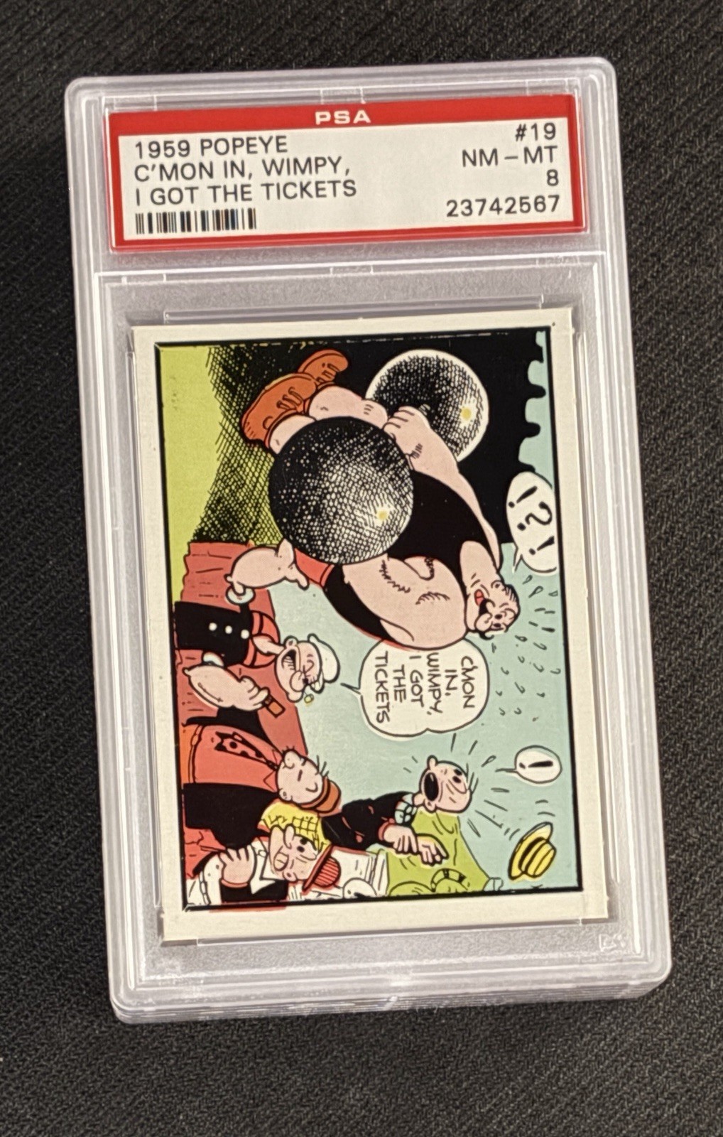 1959 Popeye 19 C-mon in, Wimpy, I got the Tickets PSA 8 Graded Card Ad-Trix King 1959 Popeye 19 C-mon in, Wimpy, I got the Tickets PSA 8 Graded Card Ad-Trix King