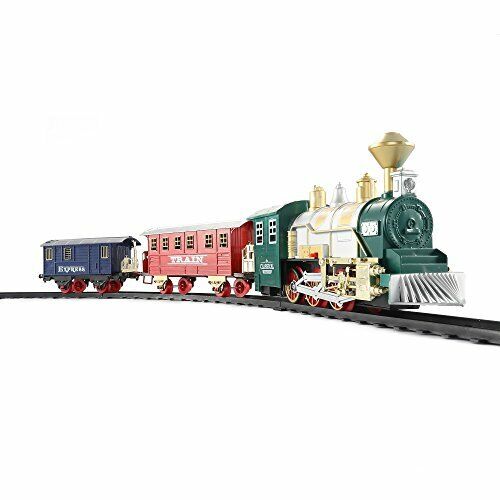 Classic Toy Train Set with Realistic Smoke & Sounds 3 Cars 13pcs