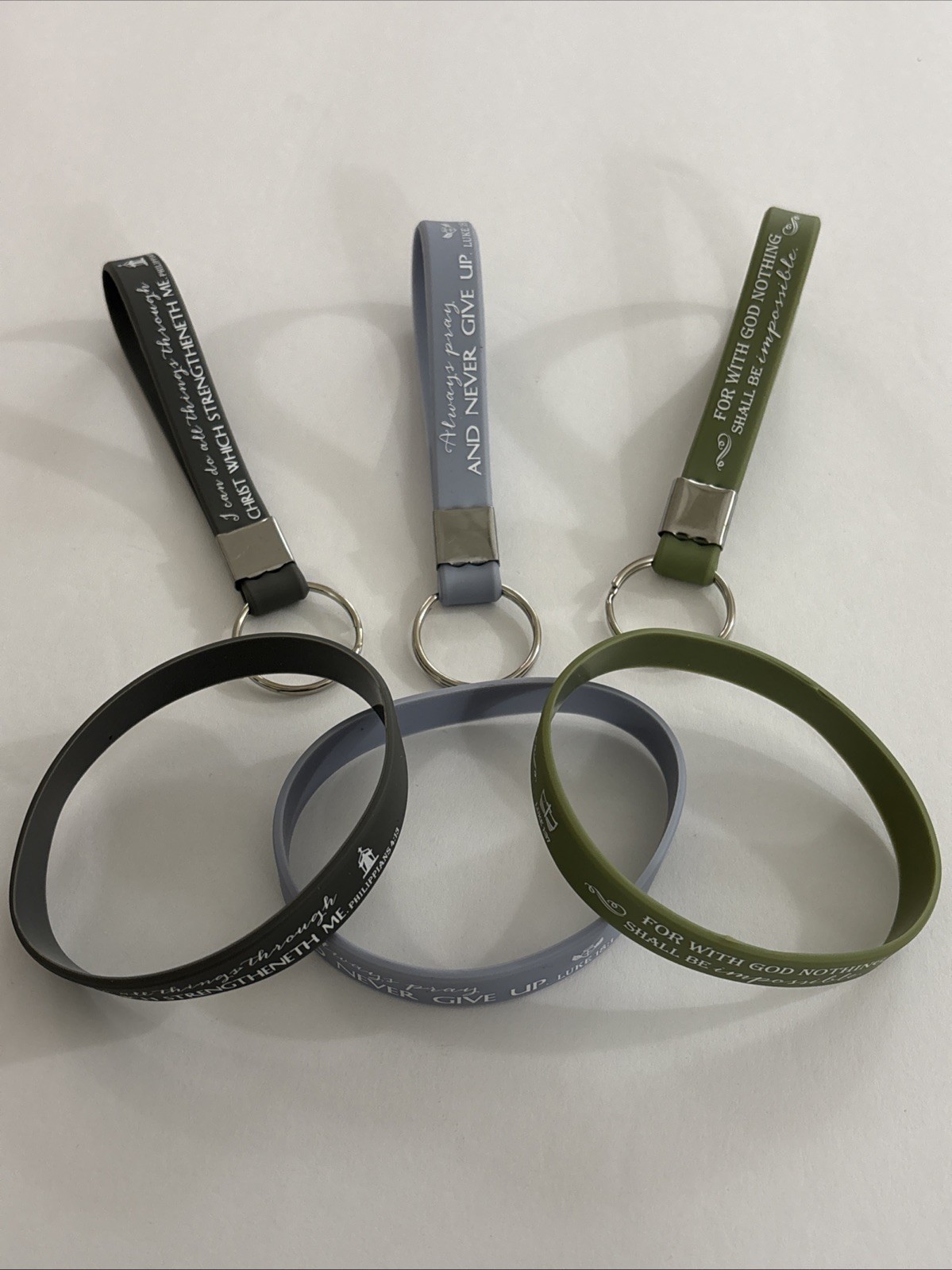 Faith Inspired 6pc Lot Matching Sets Spiritual Key Chains/Bracelets Brand New