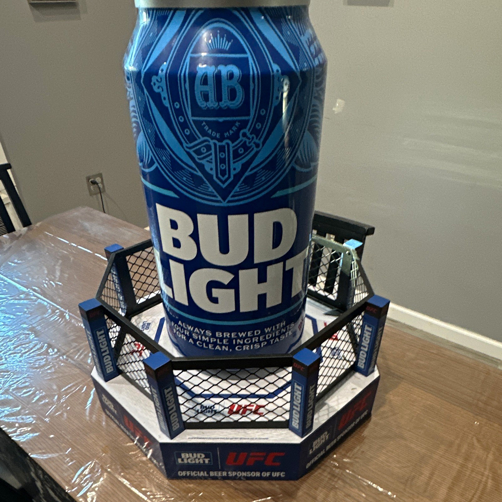 Bud Light UFC Octagon Display Stand w/ Oversized Bud Light Can Breweriana Bud Light UFC Octagon Display Stand w/ Oversized Bud Light Can Breweriana