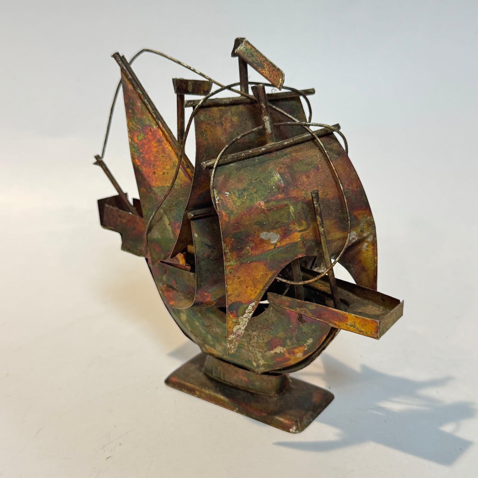 Vintage Pinta Sailing Ship Brutalist Abstract Metal Sculpture Hong Kong 70's MCM Vintage Pinta Sailing Ship Brutalist Abstract Metal Sculpture Hong Kong 70's MCM