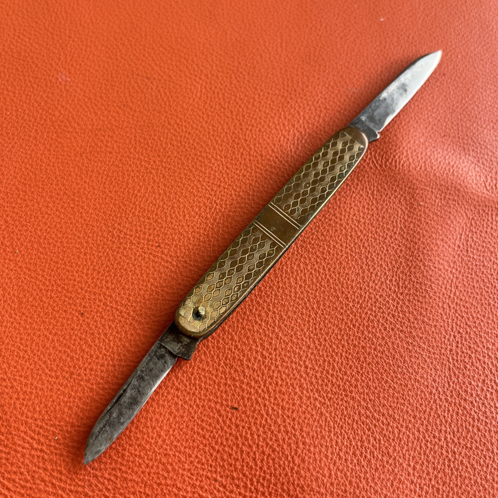 Vintage A.L.S.N. Frank Alsberg 2-Blade Gold-Tone Pen Knife 2.75” c.1920-40 Vintage A.L.S.N. Frank Alsberg 2-Blade Gold-Tone Pen Knife 2.75” c.1920-40
