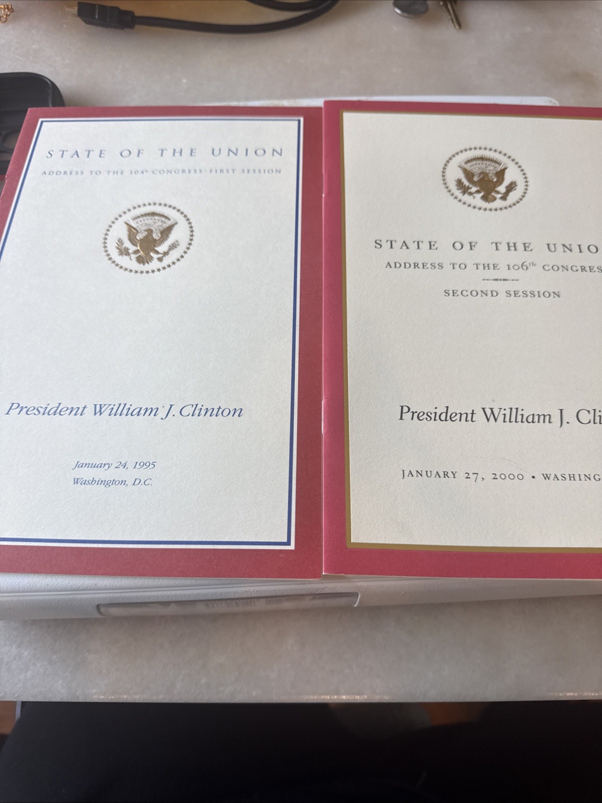 Official 1995 & 2000 State of the Union Address Program – President Bill Clinton Official 1995 & 2000 State of the Union Address Program – President Bill Clinton