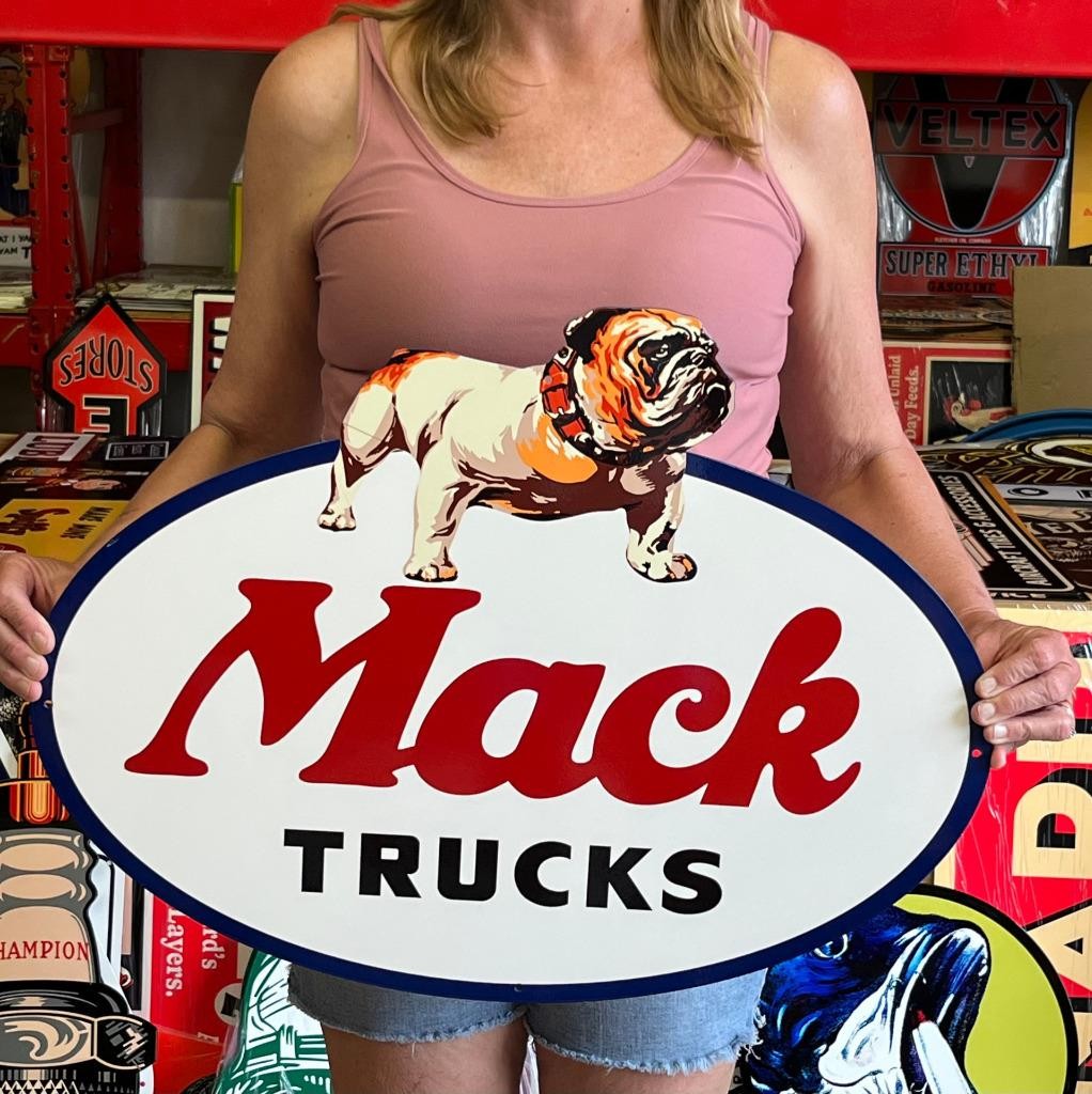 Antique Vintage Style Sign Mack Trucks Bulldog NOT Porcelain Made USA 24x18 Antique Vintage Style Sign Mack Trucks Bulldog NOT Porcelain Made USA 24x18