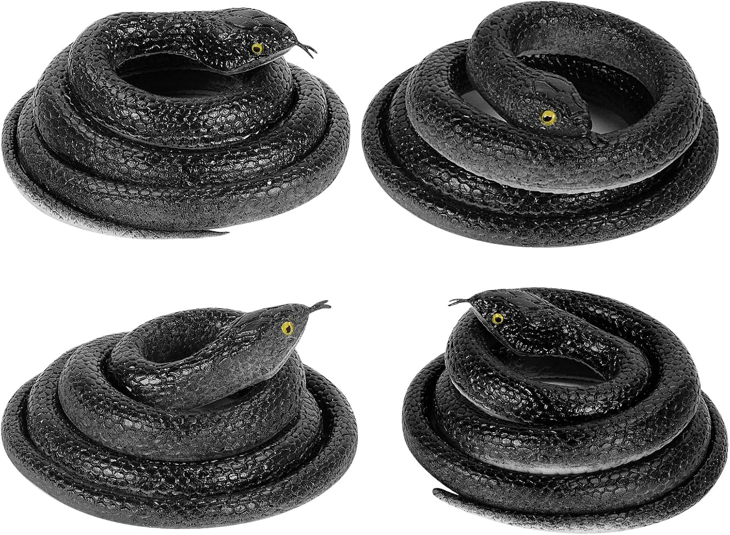 Realistic Rubber Snake, 4 Pieces Fake Snake Black Mamba Snakes
