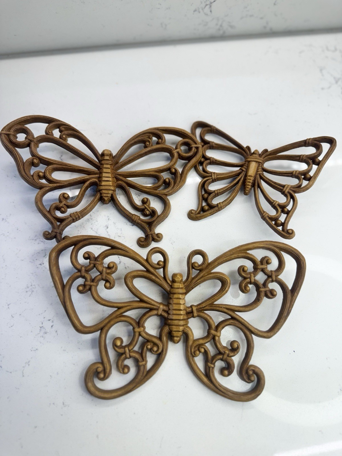Homco Gold Metal Butterfly Wall Decor Set of 3 Wall Mount USA Hollywood Regency Homco Gold Metal Butterfly Wall Decor Set of 3 Wall Mount USA Hollywood Regency