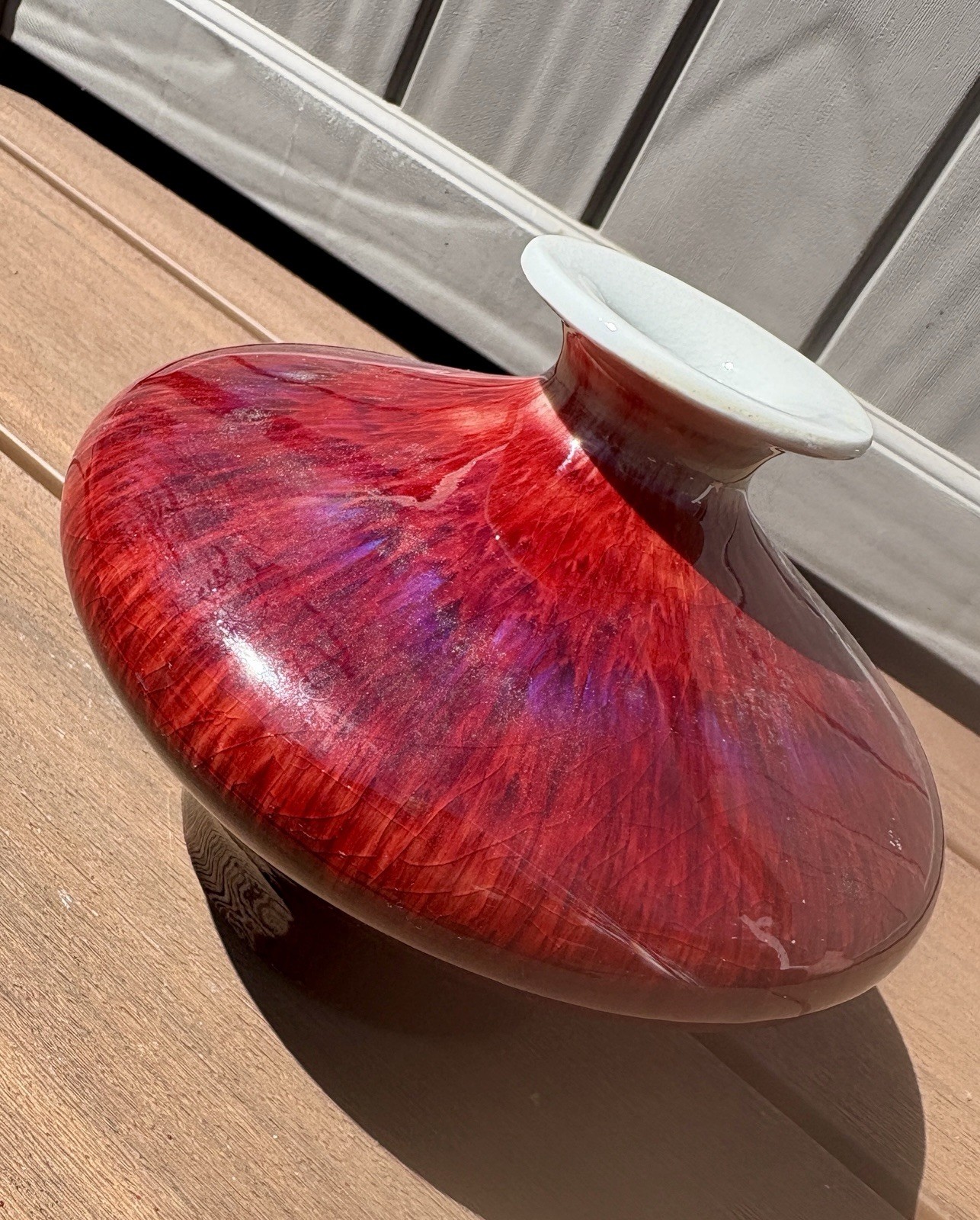 Oxblood Marked Chinese Vintage Vase Red White Flambé Jingdezhen Heavy Oxblood Marked Chinese Vintage Vase Red White Flambé Jingdezhen Heavy