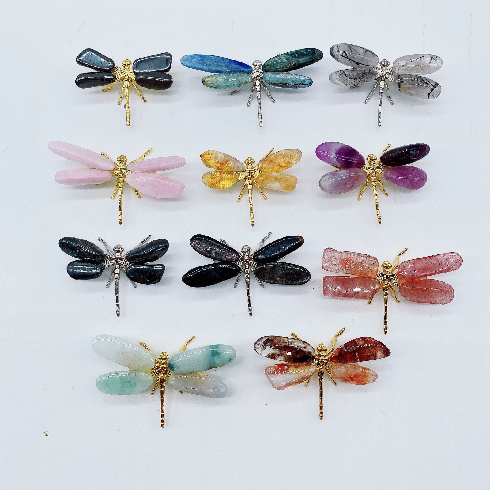 50pcs Natural mixed material Reiki Dragonfly Crystal Quartz Healing Decorate 50pcs Natural mixed material Reiki Dragonfly Crystal Quartz Healing Decorate