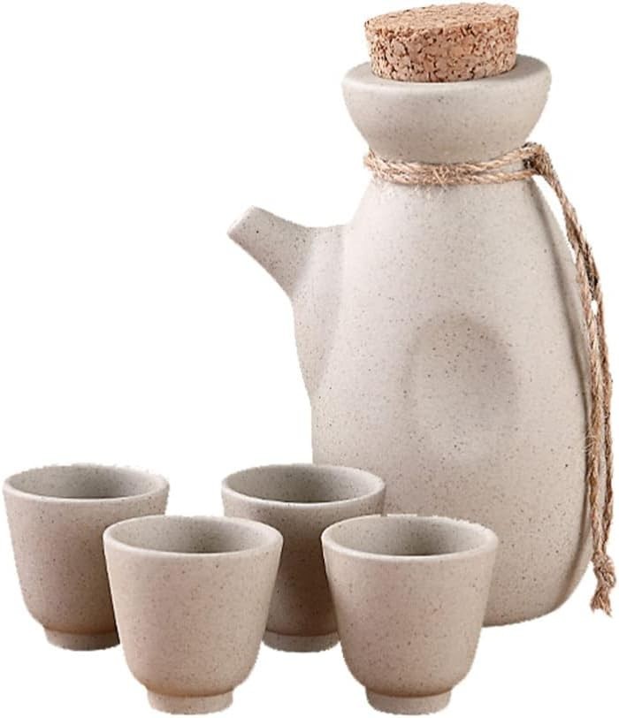 Hemoton Ceramic Sake Pot and Serving Cups Japanese Wine Set Multi-functional Sak Hemoton Ceramic Sake Pot and Serving Cups Japanese Wine Set Multi-functional Sak
