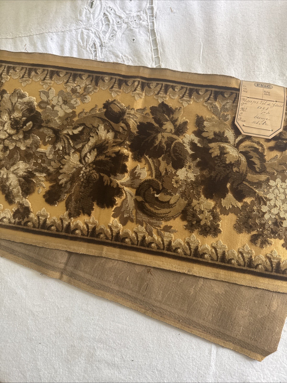 Vintage Antique Victorian Edwardian Chair Velvet Boarder Fabric N.O.S. Vintage Antique Victorian Edwardian Chair Velvet Boarder Fabric N.O.S.