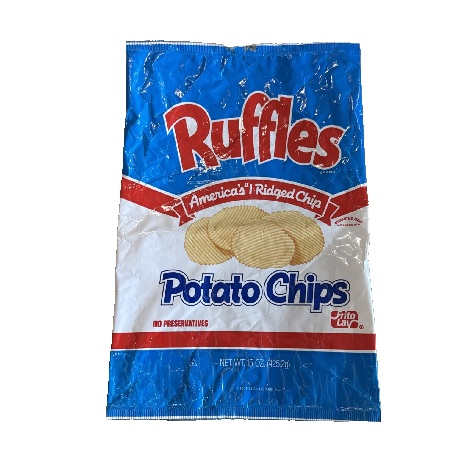 Vintage Ruffles Bag Potato Chip Junk Food Frito Lays 80s Empty Snack Vintage Ruffles Bag Potato Chip Junk Food Frito Lays 80s Empty Snack
