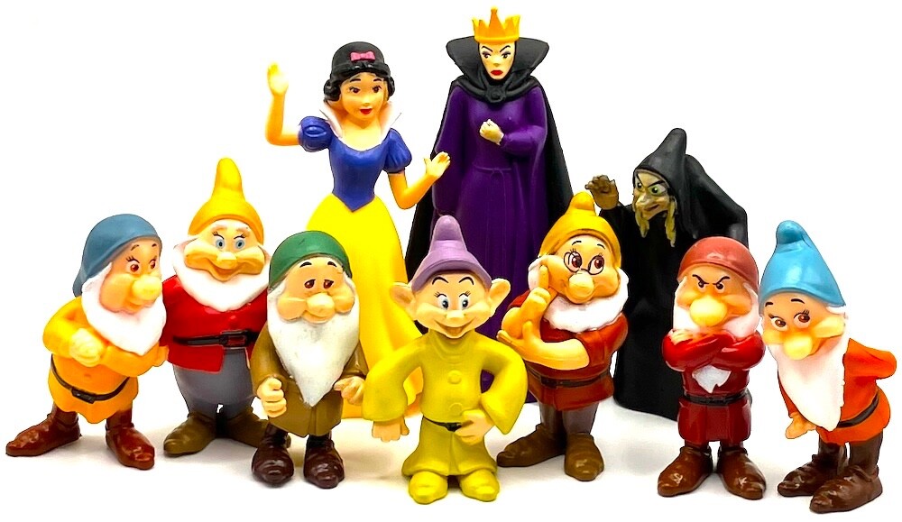 SNOW WHITE & THE SEVEN DWARFS Figure Play Set DISNEY PVC TOY Evil Queen OLD HAG SNOW WHITE & THE SEVEN DWARFS Figure Play Set DISNEY PVC TOY Evil Queen OLD HAG