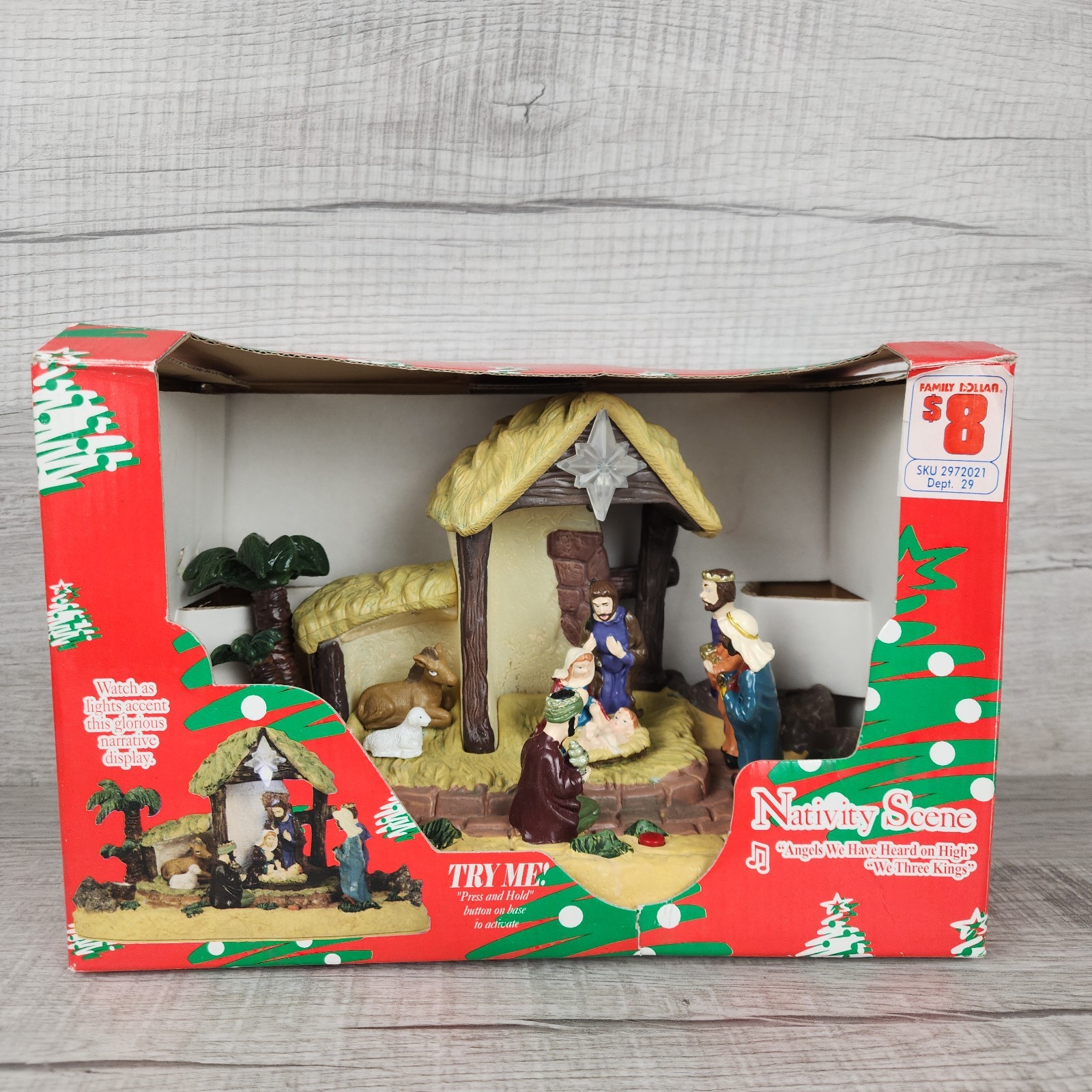 Vintage Gemmy Nativity Narrated Light Up Musical Christmas Talking Scene NIB