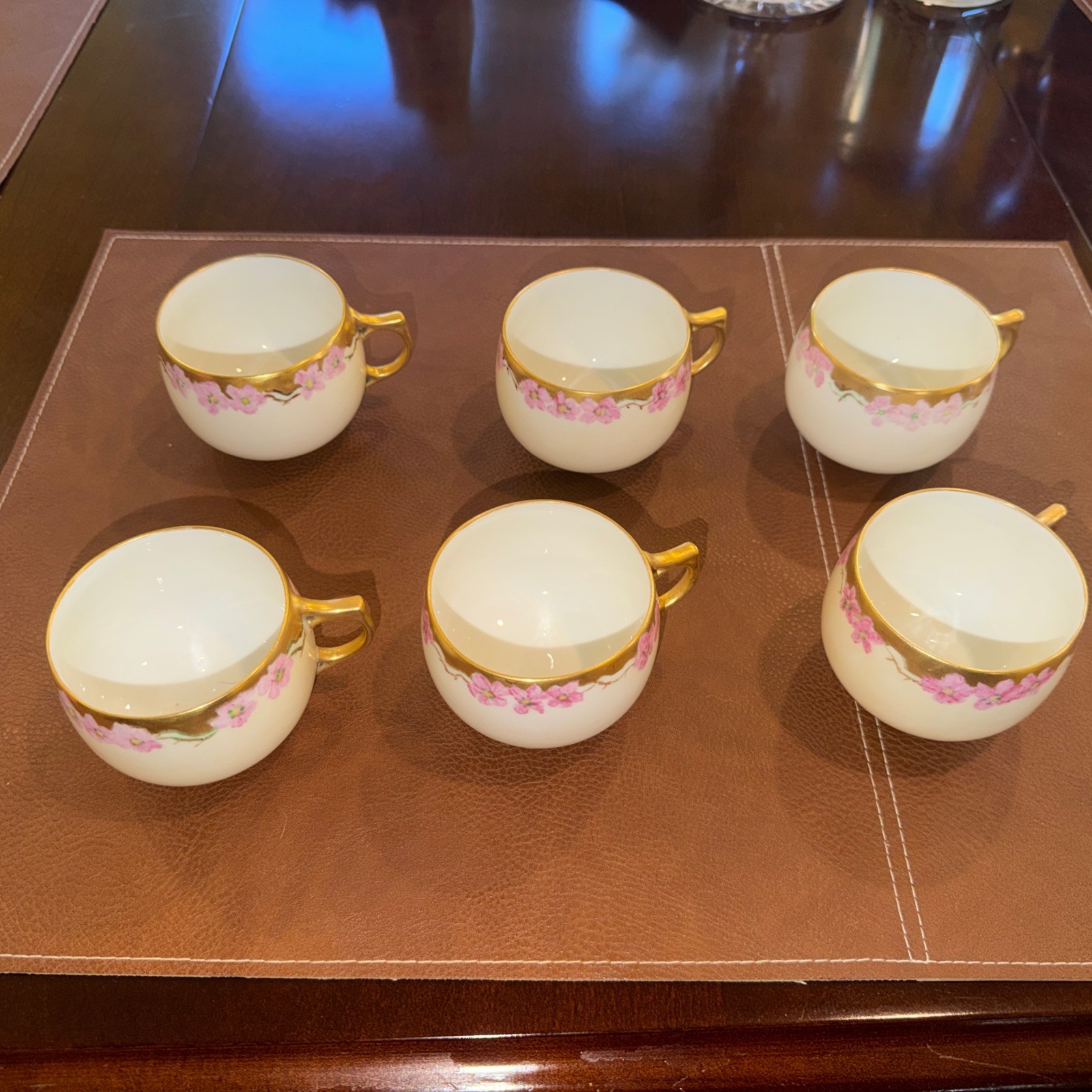 Antique A&K Limoges 6 Tea Cups White Floral 1892-1907~France Antique A&K Limoges 6 Tea Cups White Floral 1892-1907~France