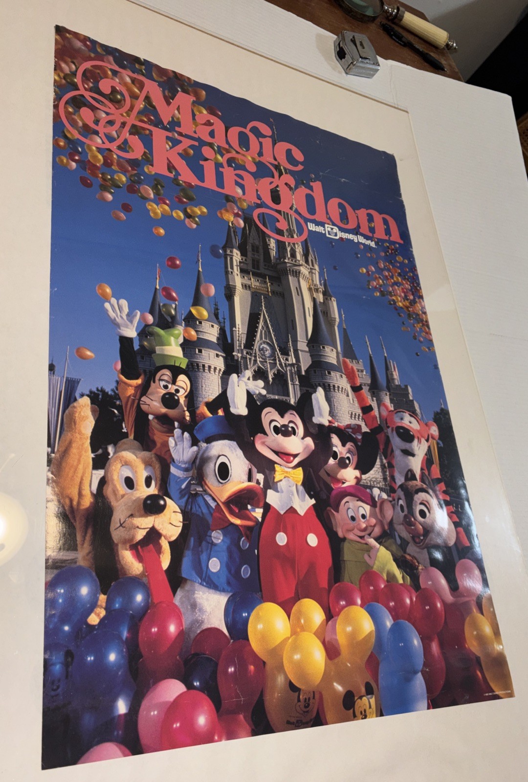 Vintage 1983 Walt Disney World Magic Kingdom Travel Poster w Characters 28x18 Vintage 1983 Walt Disney World Magic Kingdom Travel Poster w Characters 28x18