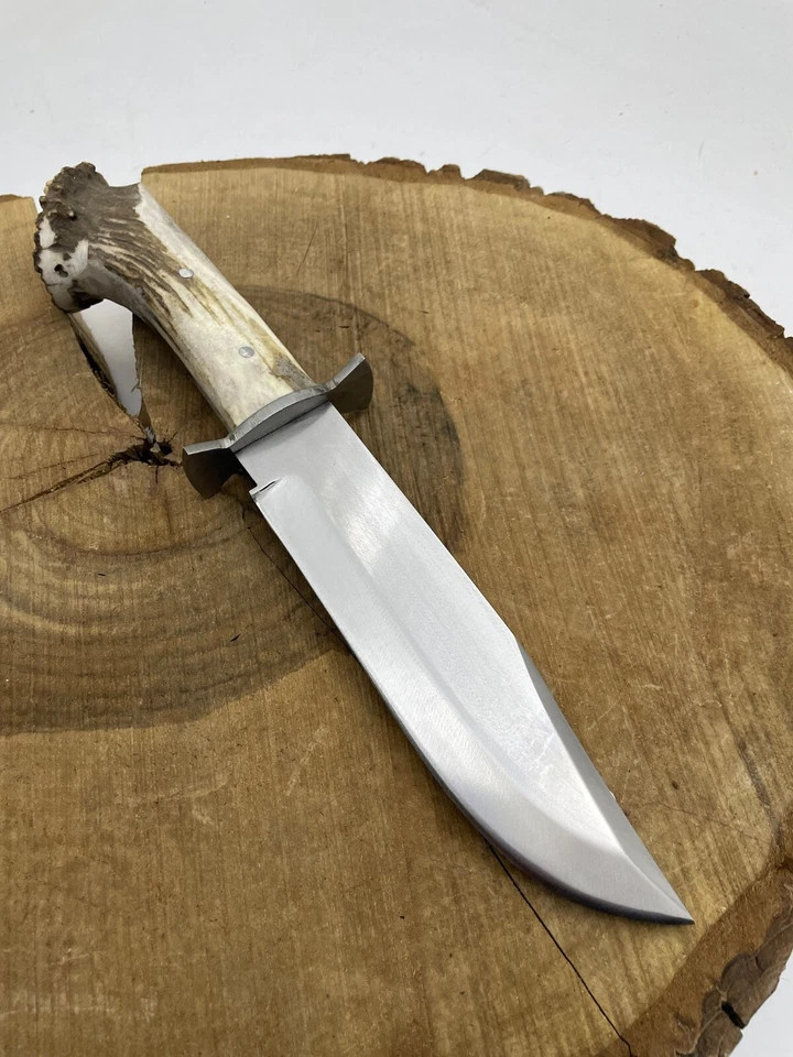 Handmade Carbon Steel Bowie Knife with Stag Handle & Leather Sheath |SkaldBlades Handmade Carbon Steel Bowie Knife with Stag Handle & Leather Sheath |SkaldBlades